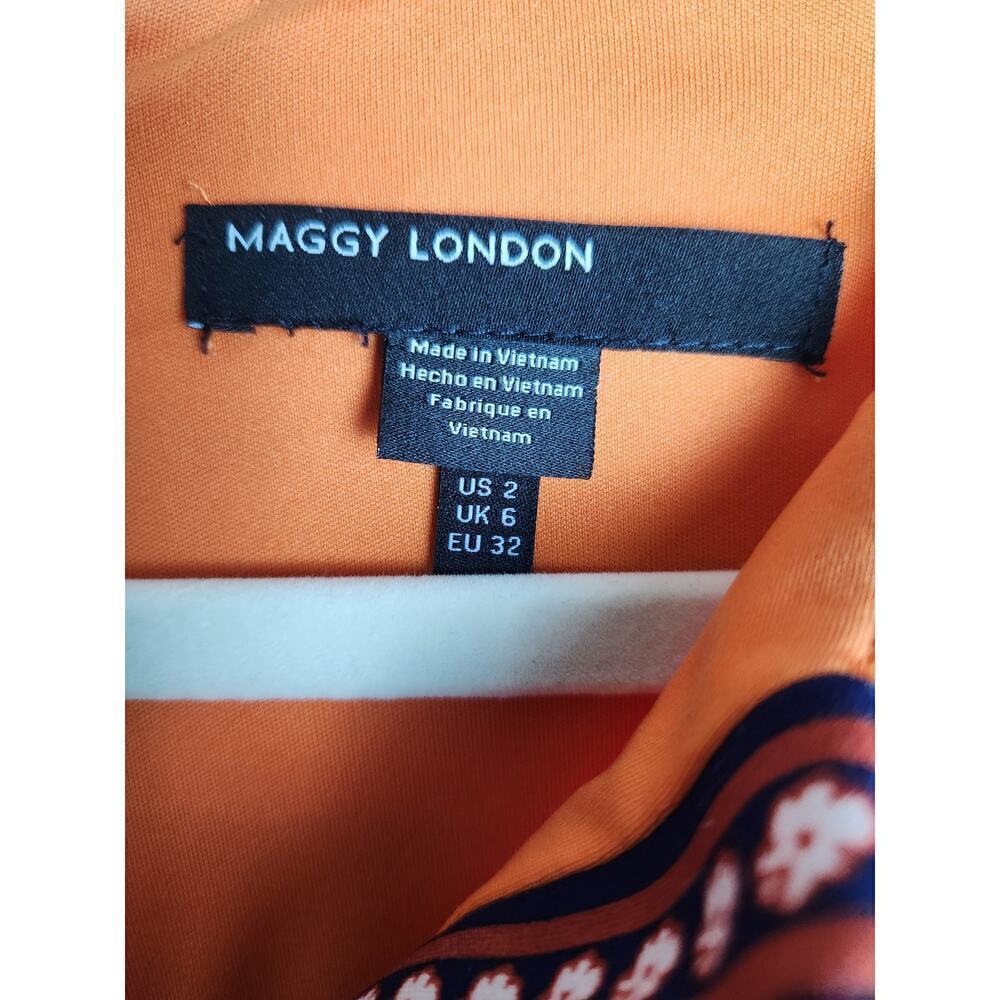 Maggy London Sheath knee length dress sz 2 v- neck detail Careerwear office - Picture 5 of 9